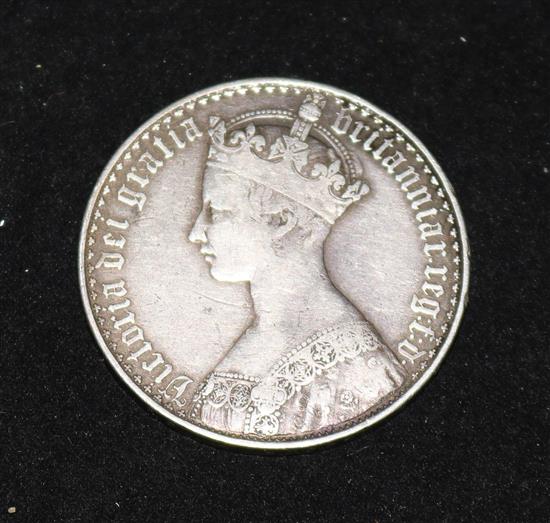 A Victoria 1847 undecimo edge gothic crown, NF.